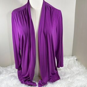 Susan Graver Vibrant Purple Open Front Cardigan